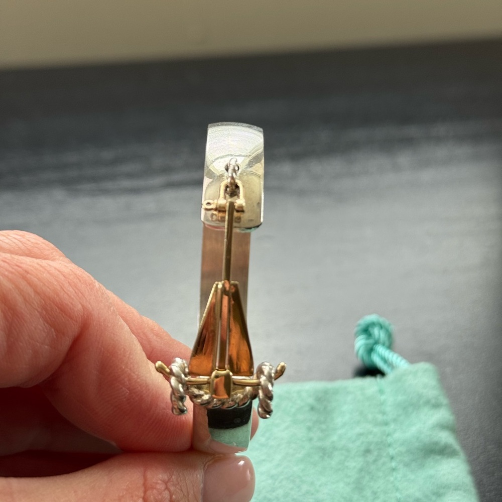 Cape Cod Anchor Cuff Bracelet in SS/Gold - Picture 3 of 10